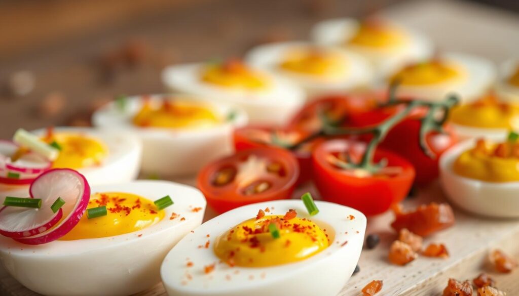 garnishing deviled eggs